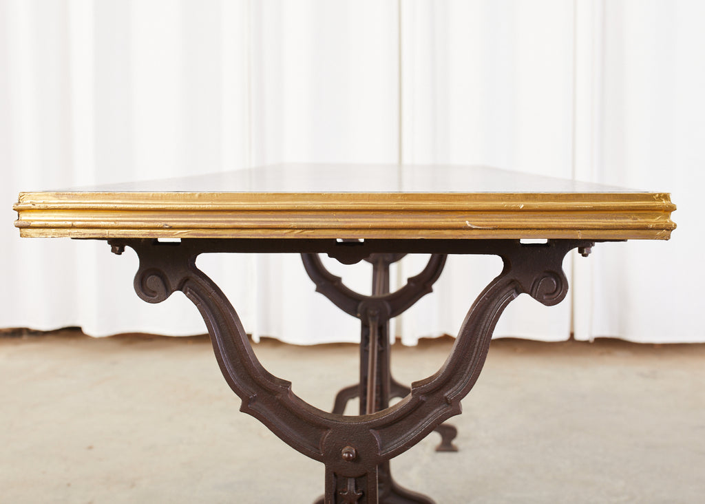 Pair of French Art Nouveau Style Triple Pedestal Bistro Tables