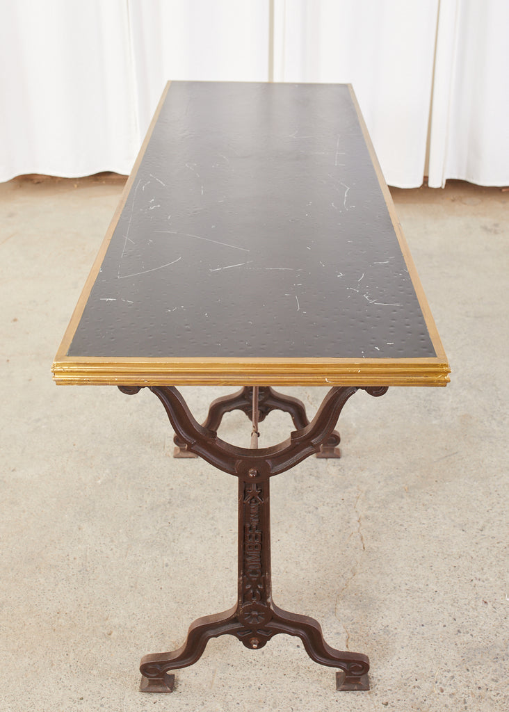 Pair of French Art Nouveau Style Triple Pedestal Bistro Tables