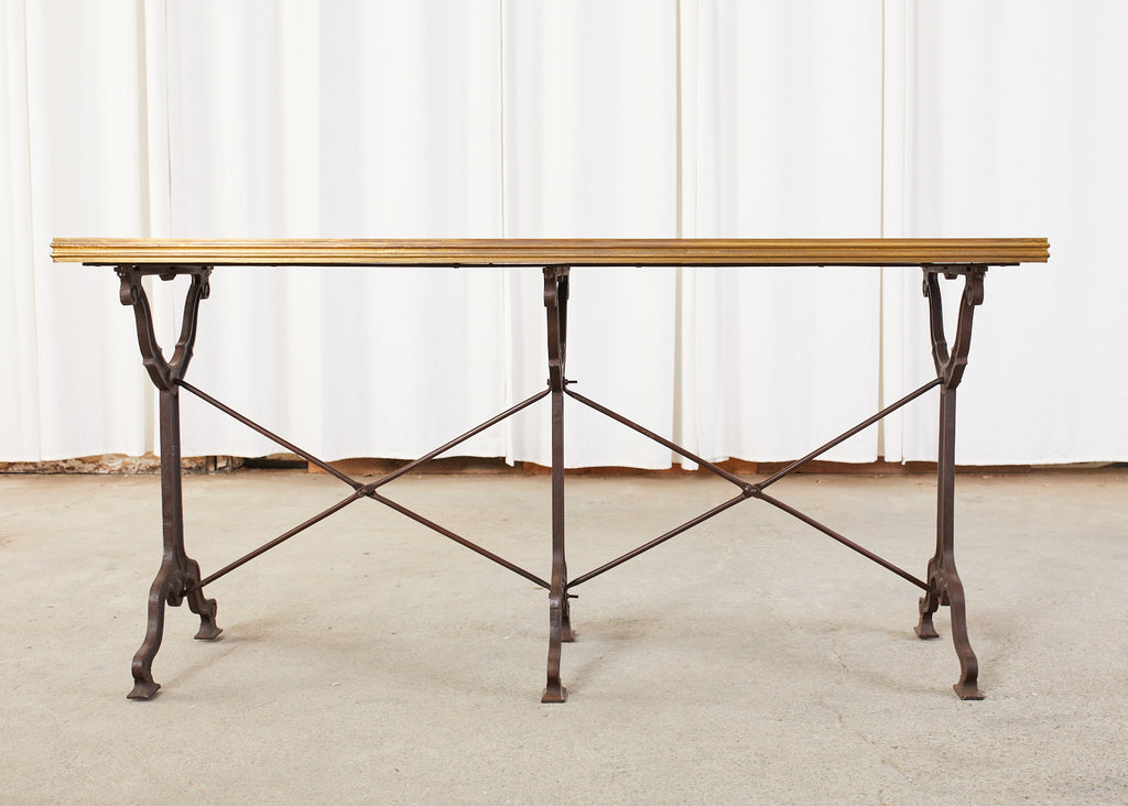 Pair of French Art Nouveau Style Triple Pedestal Bistro Tables