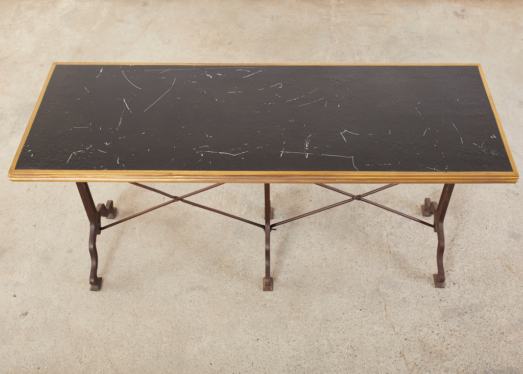 Pair of French Art Nouveau Style Triple Pedestal Bistro Tables