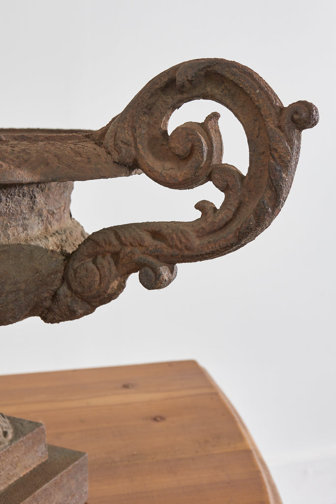 Pair of Diminutive English Cast Iron Urn Jardinaires