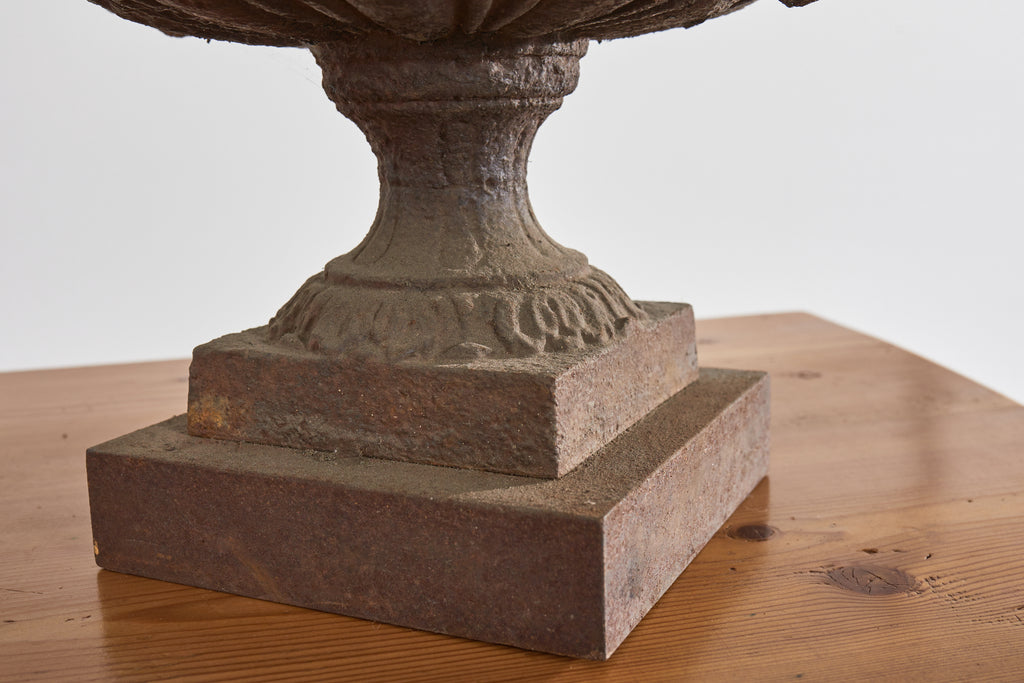 Pair of Diminutive English Cast Iron Urn Jardinaires