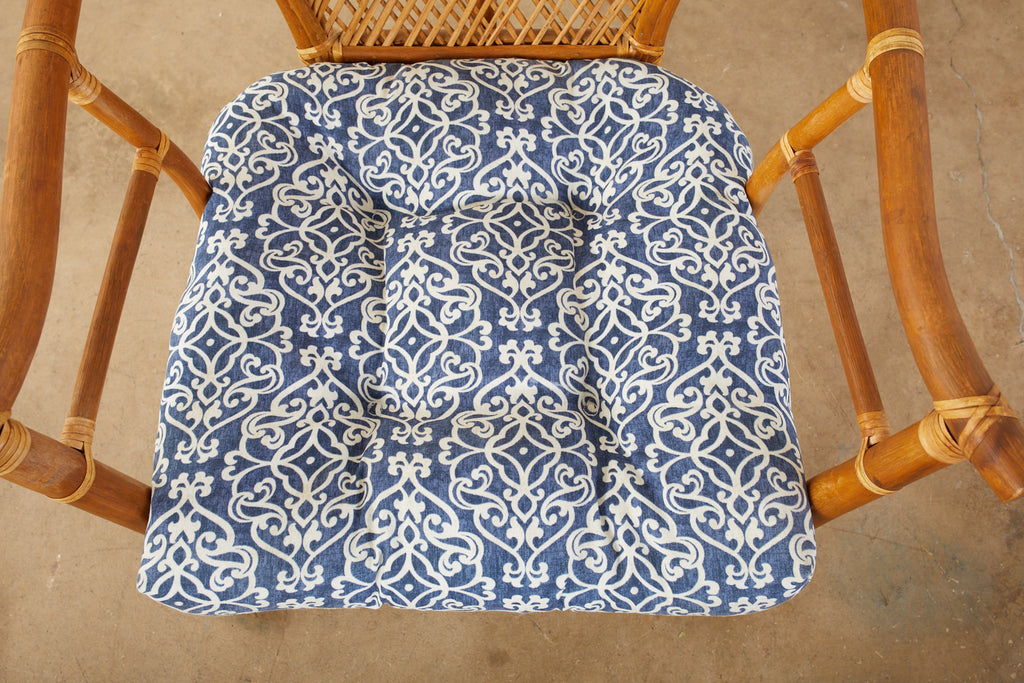 Set of Four Bamboo Rattan Peacock Dining Armchairs