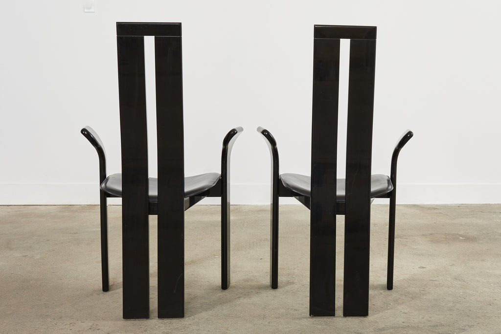 Set of Six Pietro Costantini Post Modern Lacquered Dining Chairs