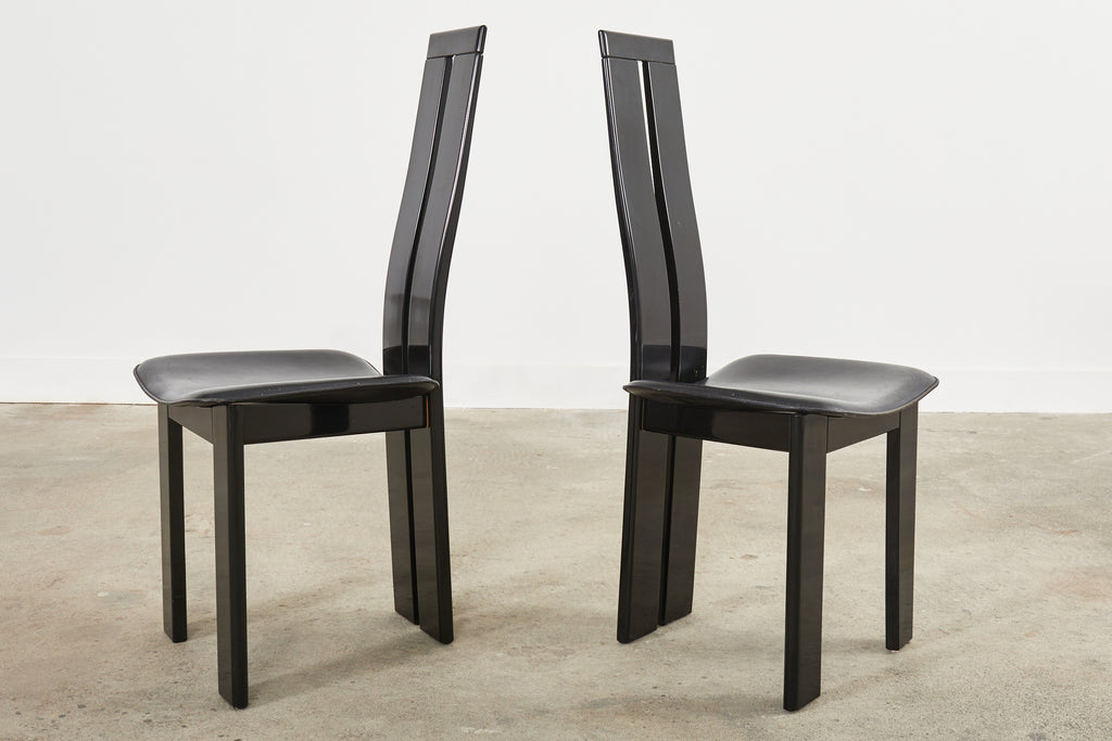 Set of Six Pietro Costantini Post Modern Lacquered Dining Chairs