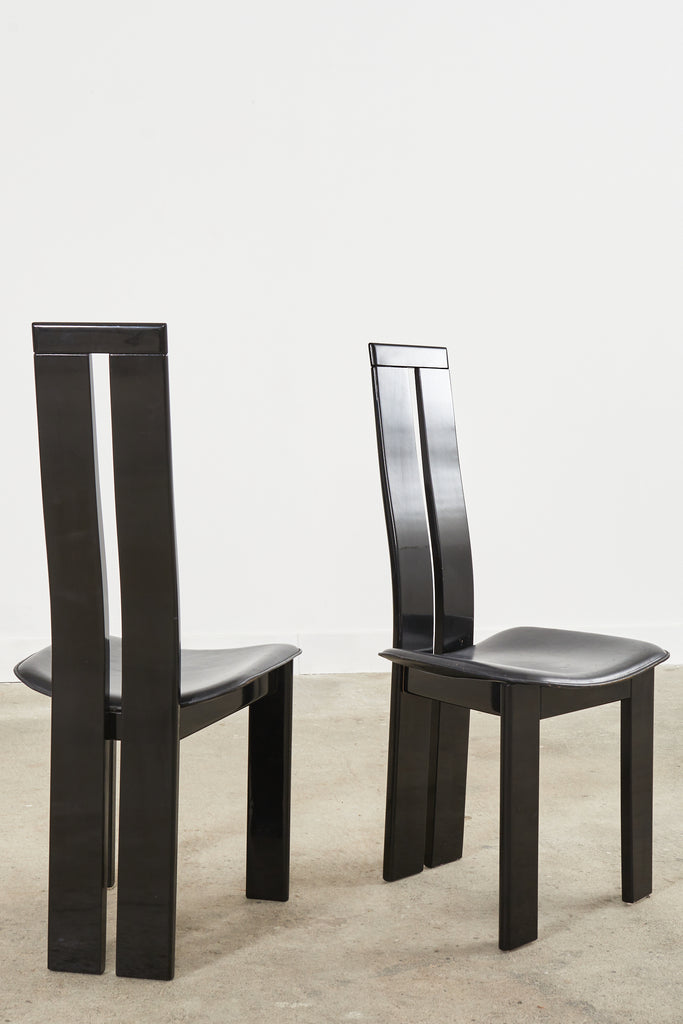 Set of Six Pietro Costantini Post Modern Lacquered Dining Chairs