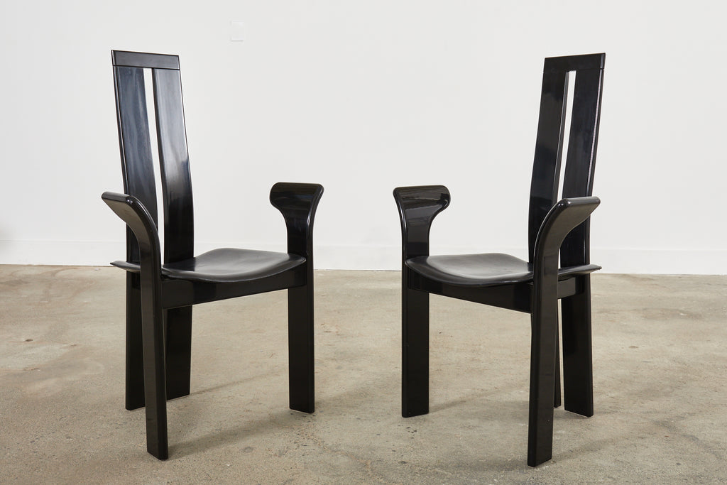 Set of Six Pietro Costantini Post Modern Lacquered Dining Chairs