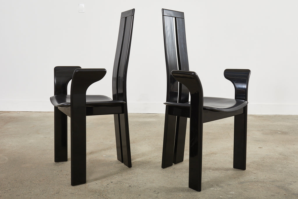 Set of Six Pietro Costantini Post Modern Lacquered Dining Chairs