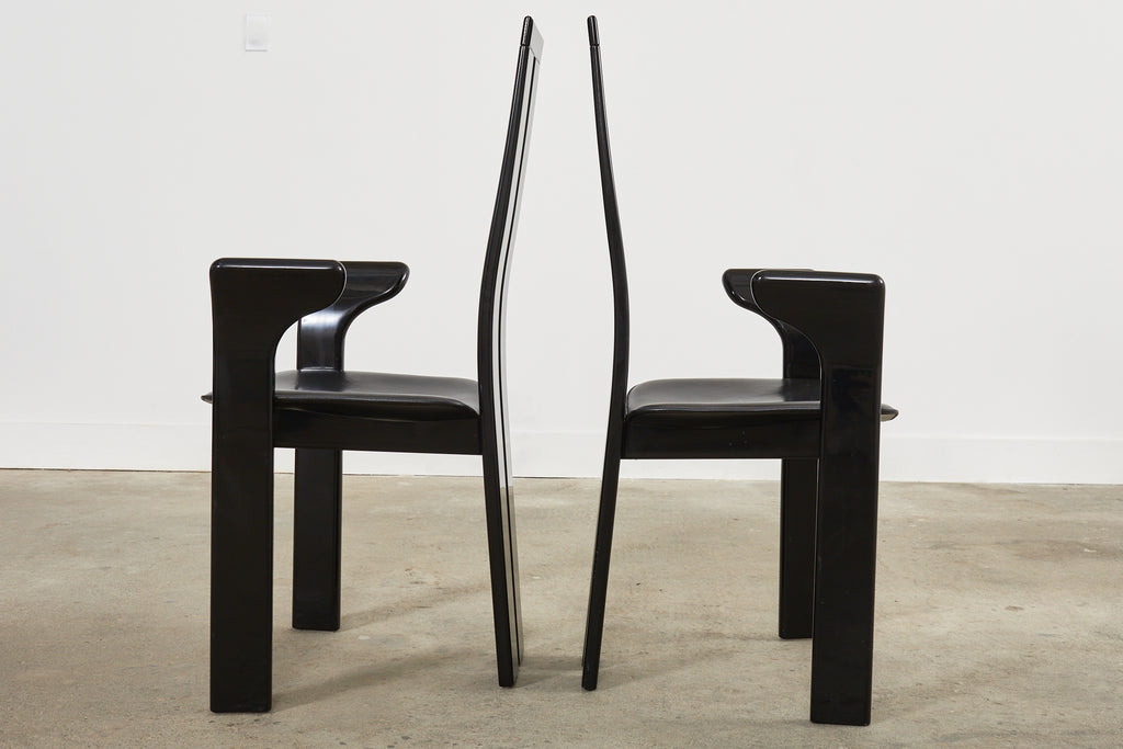 Set of Six Pietro Costantini Post Modern Lacquered Dining Chairs