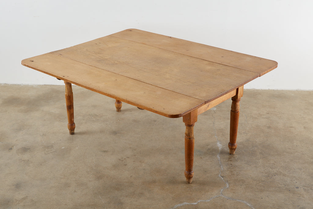 19th Century Country English Drop-Leaf Pine Farmhouse Dining Table