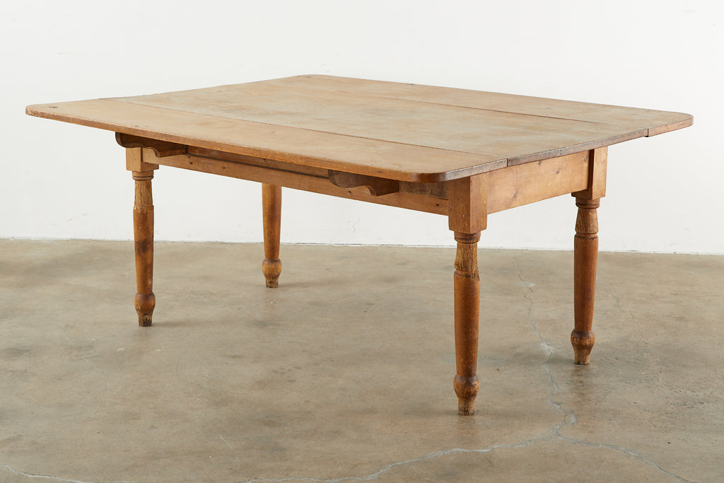 19th Century Country English Drop-Leaf Pine Farmhouse Dining Table