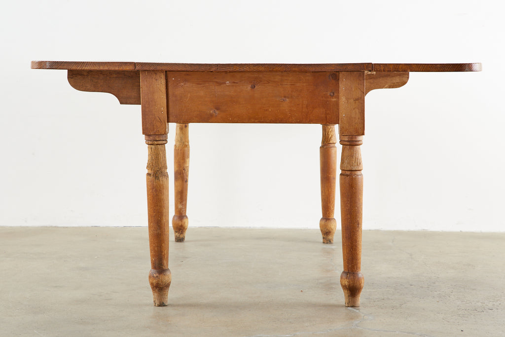 19th Century Country English Drop-Leaf Pine Farmhouse Dining Table