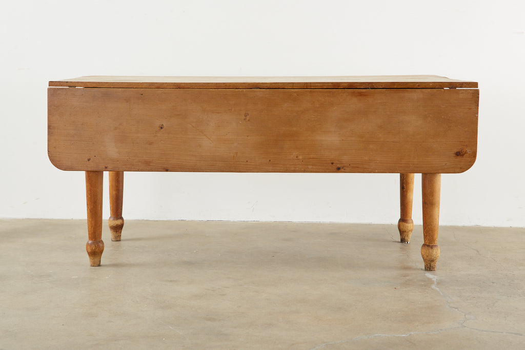 19th Century Country English Drop-Leaf Pine Farmhouse Dining Table