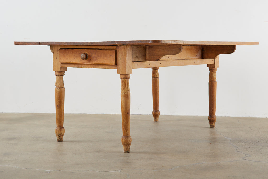 19th Century Country English Drop-Leaf Pine Farmhouse Dining Table