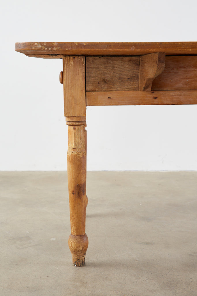 19th Century Country English Drop-Leaf Pine Farmhouse Dining Table