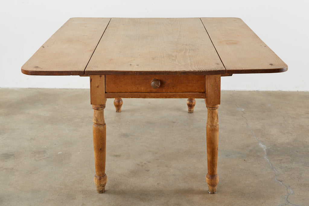 19th Century Country English Drop-Leaf Pine Farmhouse Dining Table
