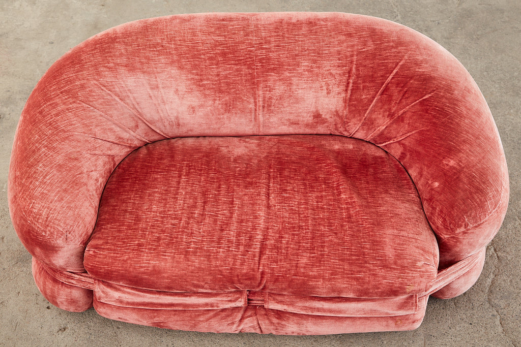 Mid-Century Harvey Probber Burger Bun Pink Velvet Settee