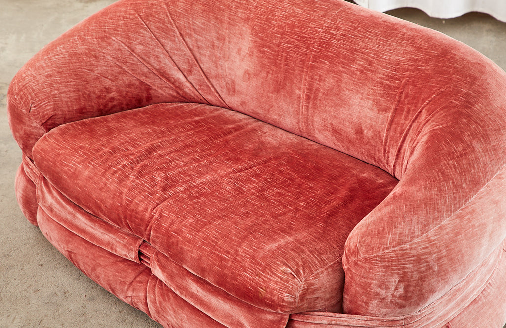 Mid-Century Harvey Probber Burger Bun Pink Velvet Settee