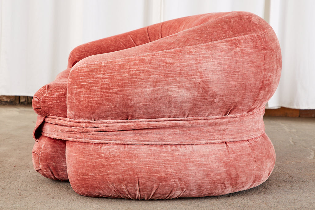 Mid-Century Harvey Probber Burger Bun Pink Velvet Settee