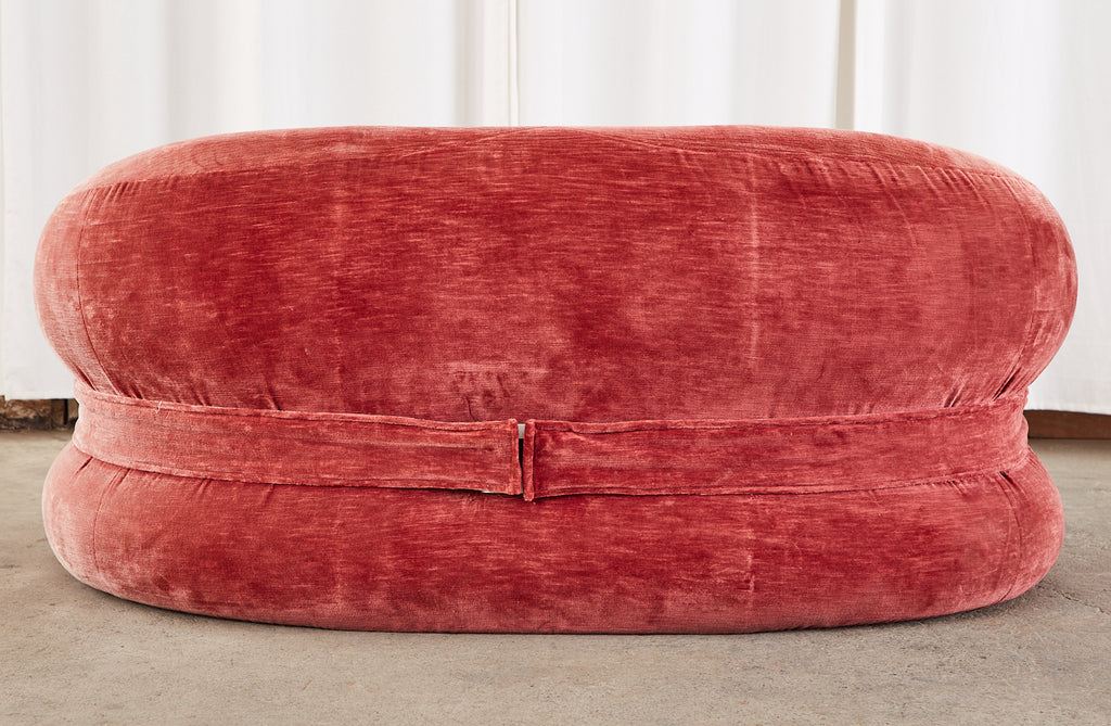 Mid-Century Harvey Probber Burger Bun Pink Velvet Settee
