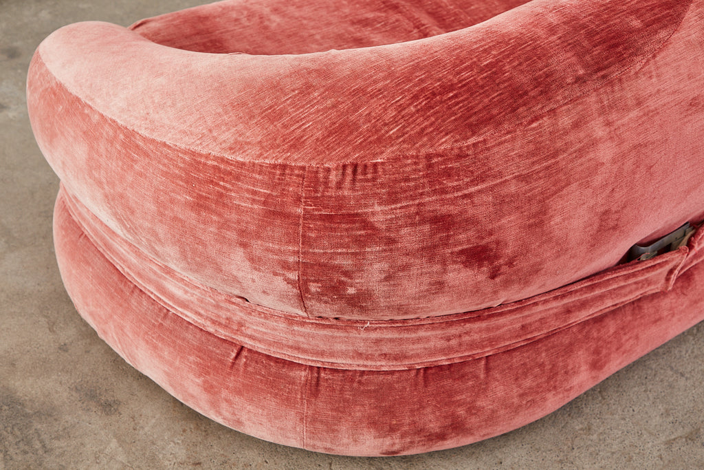 Mid-Century Harvey Probber Burger Bun Pink Velvet Settee
