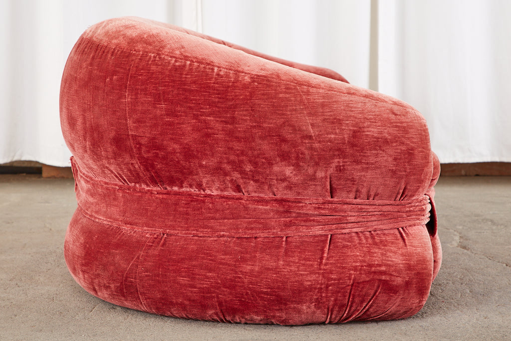 Mid-Century Harvey Probber Burger Bun Pink Velvet Settee