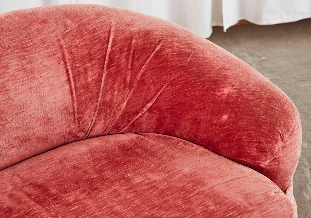 Mid-Century Harvey Probber Burger Bun Pink Velvet Settee