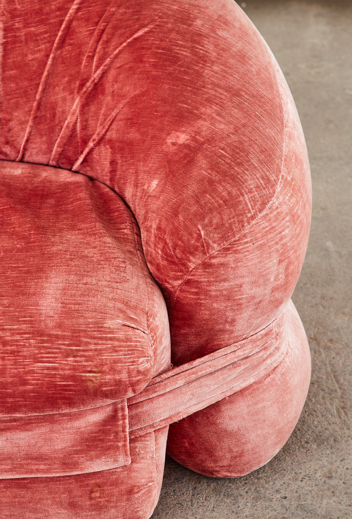 Mid-Century Harvey Probber Burger Bun Pink Velvet Settee