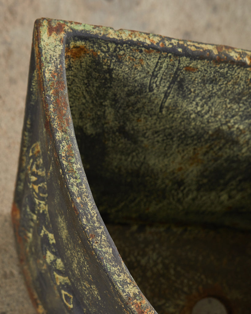 Pair of English Cast Iron Neoclassical Demilune Jardiniere Planters