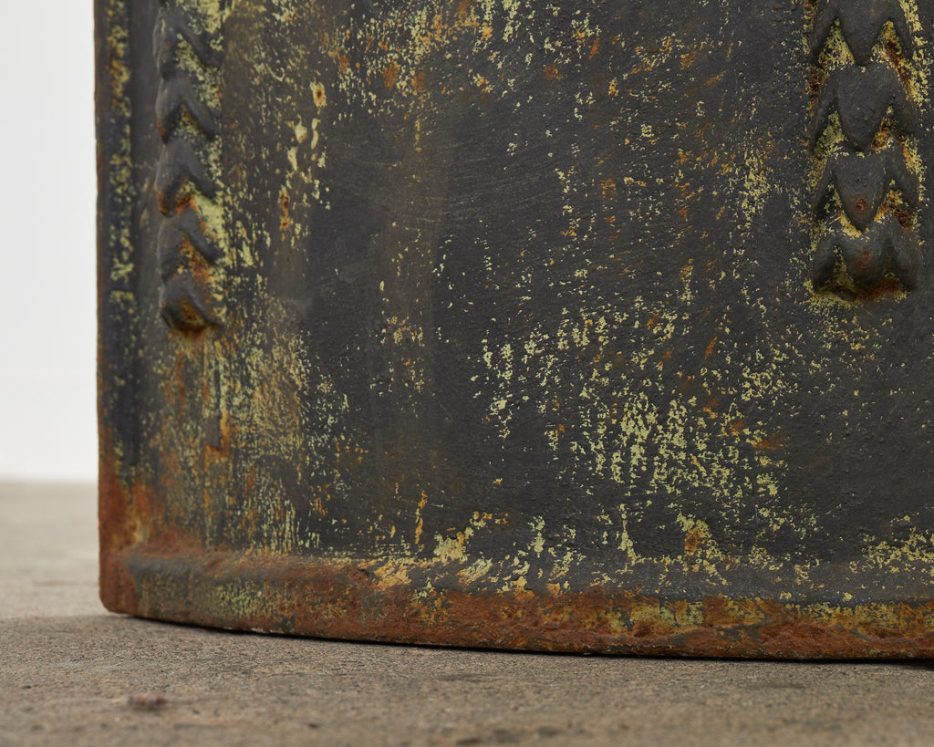 Pair of English Cast Iron Neoclassical Demilune Jardiniere Planters