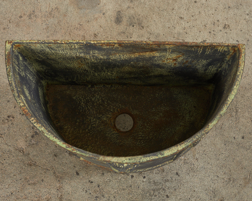 Pair of English Cast Iron Neoclassical Demilune Jardiniere Planters