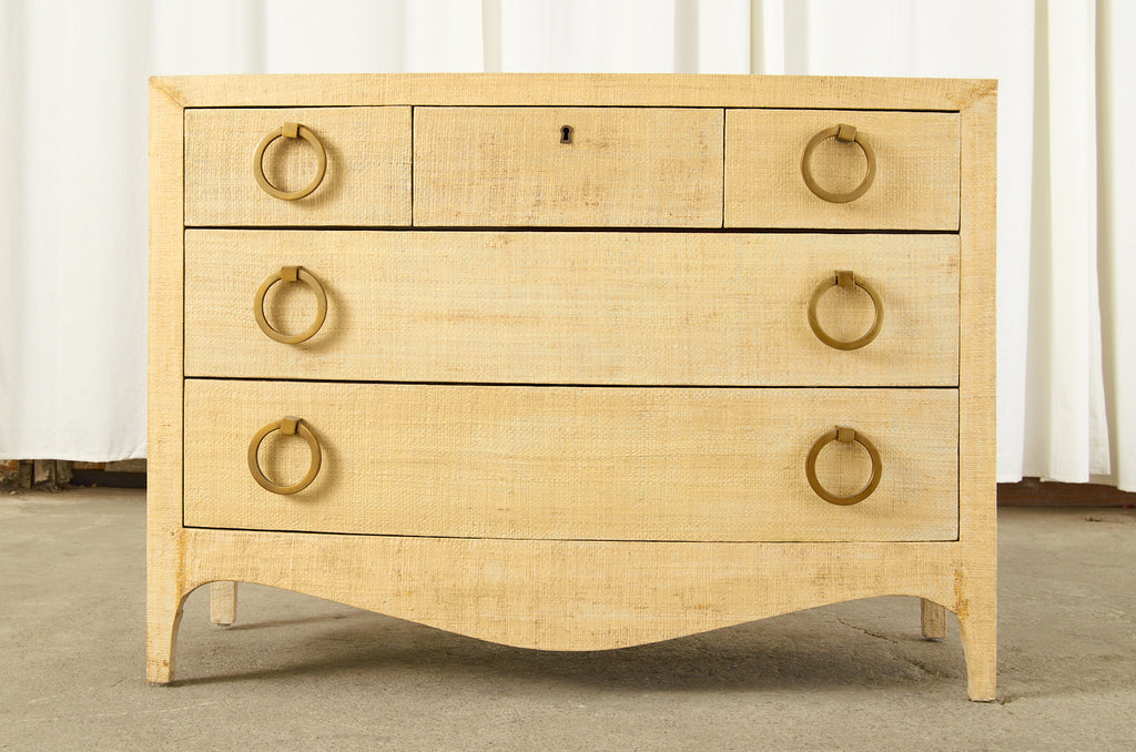 Karl Springer Style Raffia Grasscloth Clad Commode Chest