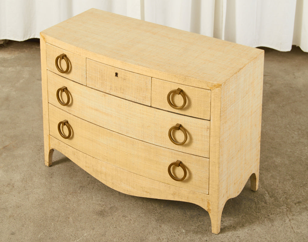 Karl Springer Style Raffia Grasscloth Clad Commode Chest