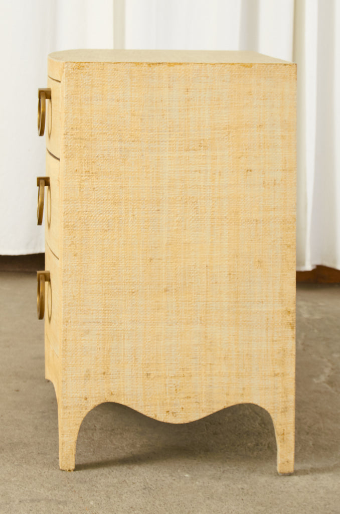 Karl Springer Style Raffia Grasscloth Clad Commode Chest