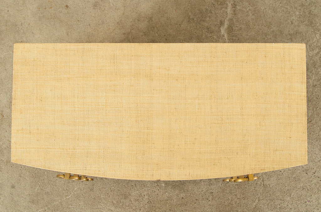 Karl Springer Style Raffia Grasscloth Clad Commode Chest