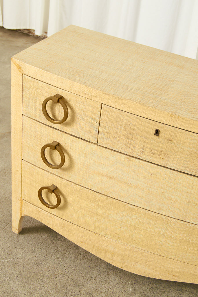 Karl Springer Style Raffia Grasscloth Clad Commode Chest