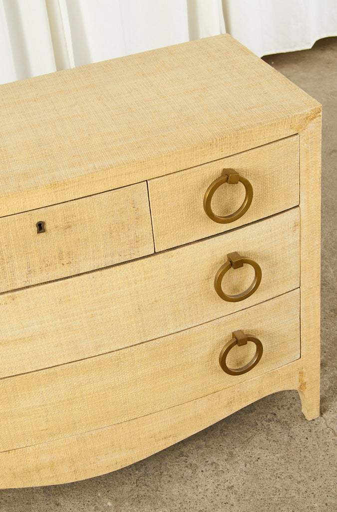 Karl Springer Style Raffia Grasscloth Clad Commode Chest