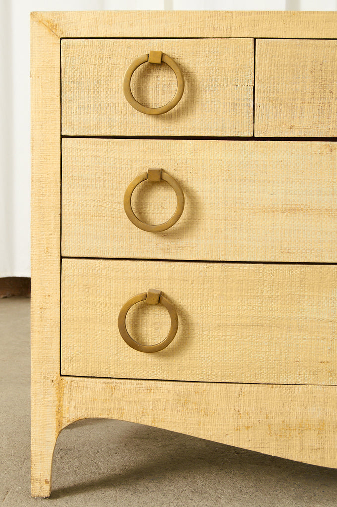 Karl Springer Style Raffia Grasscloth Clad Commode Chest