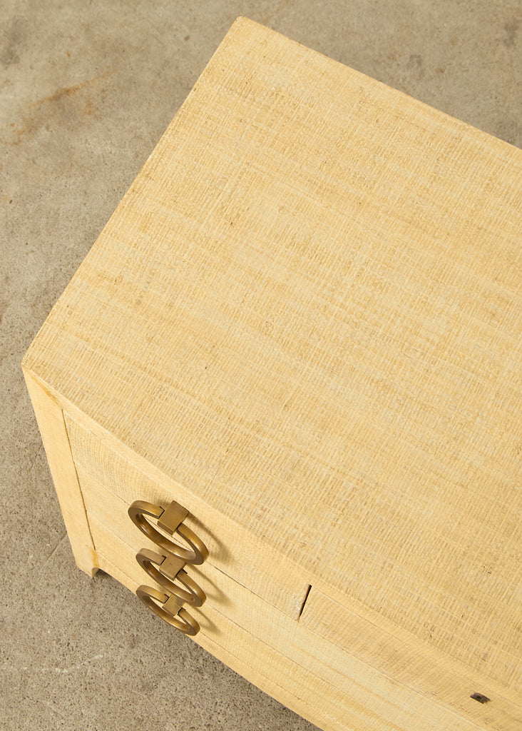 Karl Springer Style Raffia Grasscloth Clad Commode Chest