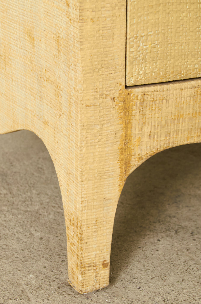 Karl Springer Style Raffia Grasscloth Clad Commode Chest