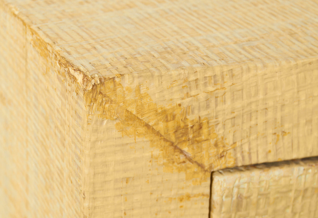 Karl Springer Style Raffia Grasscloth Clad Commode Chest