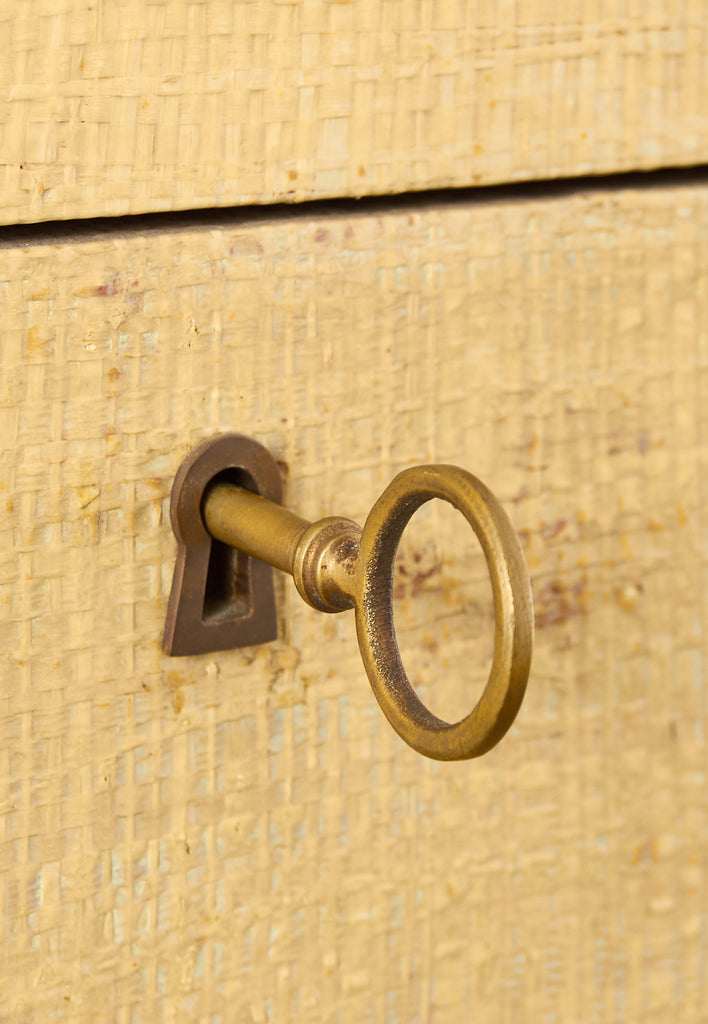 Karl Springer Style Raffia Grasscloth Clad Commode Chest