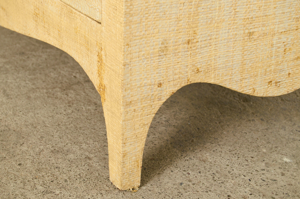 Karl Springer Style Raffia Grasscloth Clad Commode Chest