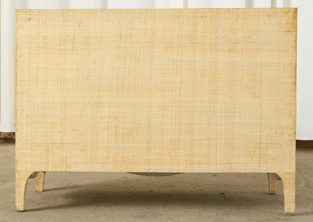 Karl Springer Style Raffia Grasscloth Clad Commode Chest