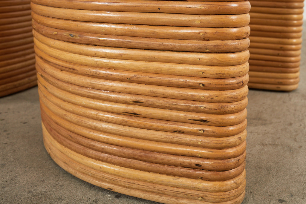 Midcentury Italian Organic Modern Rattan Pedestal Dining Table