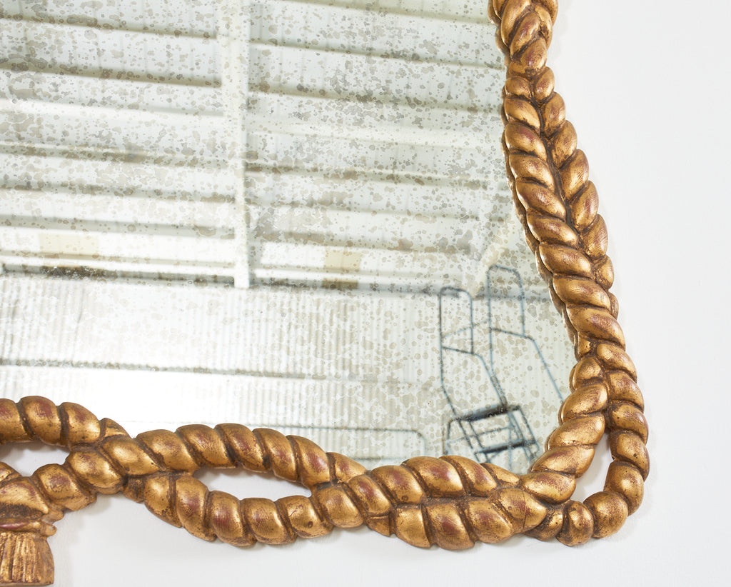 Napoleon III Style Carved Giltwood Rope Tassel Mirror