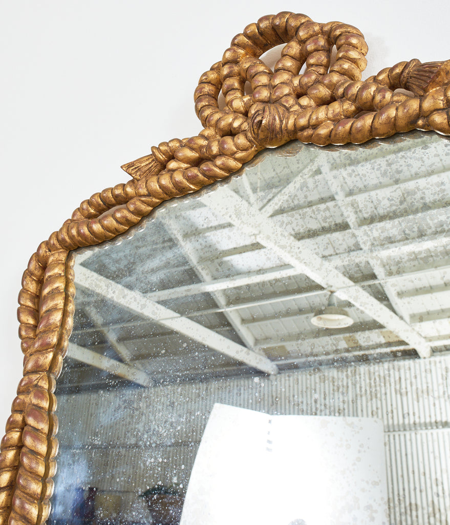 Napoleon III Style Carved Giltwood Rope Tassel Mirror