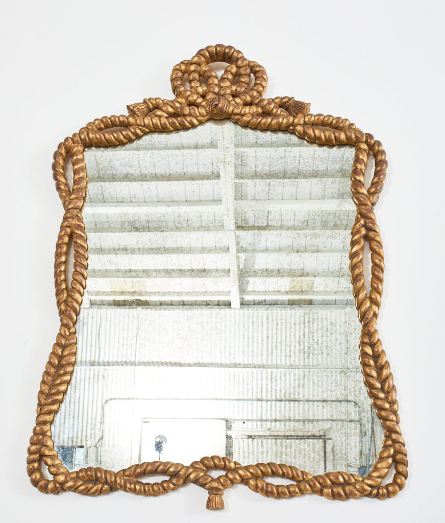 Napoleon III Style Carved Giltwood Rope Tassel Mirror