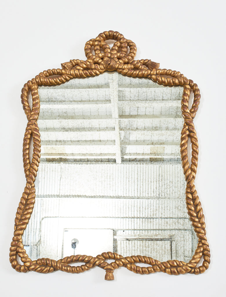 Napoleon III Style Carved Giltwood Rope Tassel Mirror