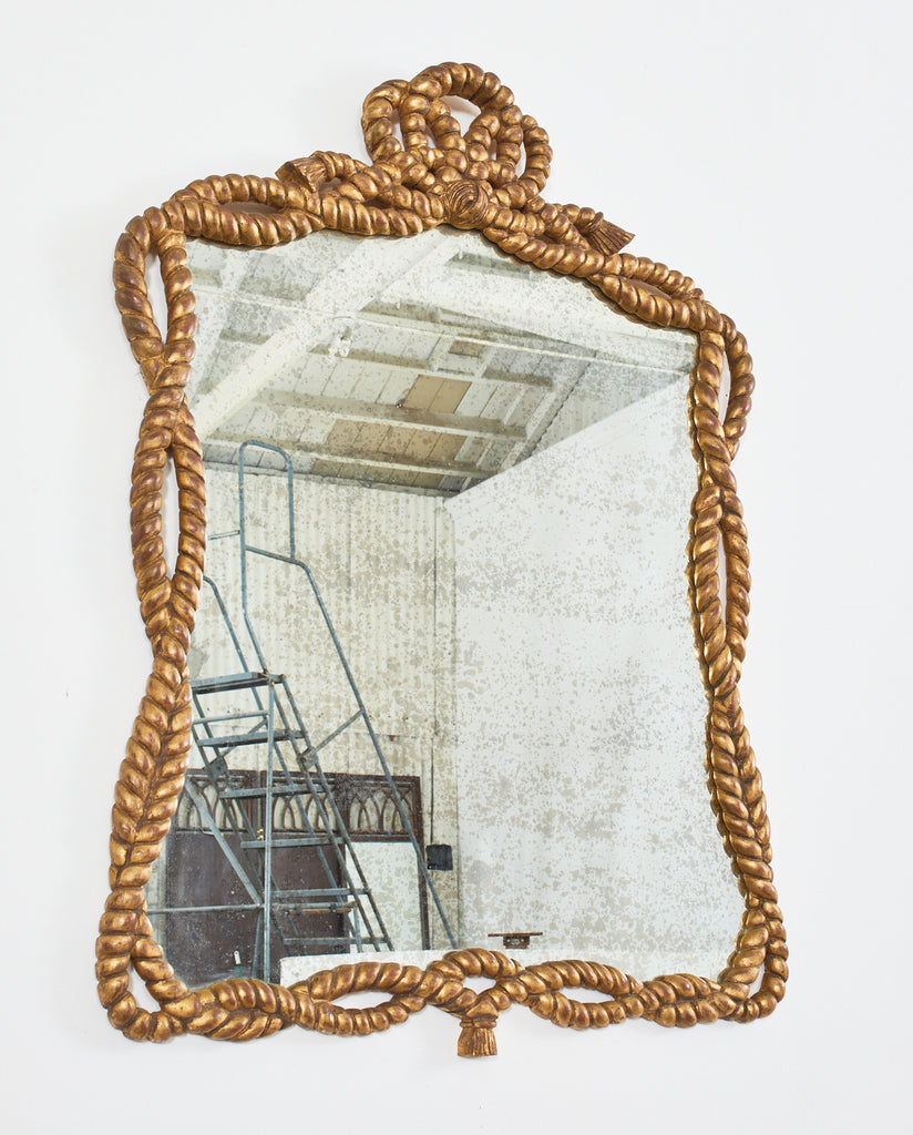 Napoleon III Style Carved Giltwood Rope Tassel Mirror
